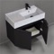 Floating Black Bathroom Vanity, Modern, 32 Inch, Marble Style Sink