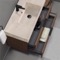 Floating Bathroom Vanity, Modern, Walnut, 40 Inch, Travertine Style Sink