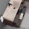 Floating Bathroom Vanity, Modern, Walnut, 48 Inch, Travertine Style Sink