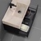 Floating Black Bathroom Vanity, Modern, 32 Inch, Travertine Style Sink