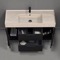 Modern Black Bathroom Vanity, 48 Inch, Travertine Style Sink, Free Standing