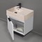 Floating Small Bathroom Vanity, Modern, 24 Inch, Travertine Style Sink