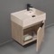 Floating Small Bathroom Vanity, Modern, 24 Inch, Travertine Style Sink