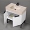 Modern Bathroom Vanity, 32 Inch, Travertine Style Sink, Free Standing