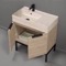 Modern Bathroom Vanity, 32 Inch, Travertine Style Sink, Free Standing