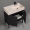 Modern Black Bathroom Vanity, 32 Inch, Travertine Style Sink, Free Standing