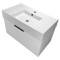 White Floating Bathroom Vanity, Modern, 32 Inch