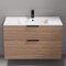 40 Inch Bathroom Vanity, Wall Mounted, Modern, Walnut
