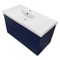 Blue Wall Mounted Bathroom Vanity, Modern, 36 Inch