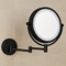Matte Black Wall Mounted Lighted 7x Makeup Mirror, Hardwired