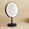 Matte Black Round Countertop Lighted 10x Makeup Mirror