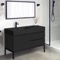 48 Inch Matte Black Free Standing Bathroom Vanity, Modern