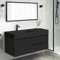 Wall Mounted Black Bathroom Vanity, Modern, 48 Inch