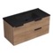 40 Inch Floating Bathroom Vanity With Black Sink - Modern, Weathered Light Oak