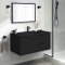 Black Wall Mounted Bathroom Vanity, Modern, 40 Inch