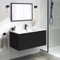 Wall Mounted Black Bathroom Vanity, Modern, 40 Inch