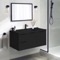 Wall Mounted Black Bathroom Vanity, Modern, 40 Inch