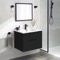 Wall Mounted Small Black Bathroom Vanity, Modern, 26 Inch