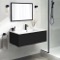 Wall Mounted Black Bathroom Vanity, Modern, 40 Inch
