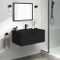 Wall Mounted Black Bathroom Vanity, Modern, 34 Inch