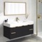 48 Inch Floating Bathroom Vanity With Sink - Modern, Matte Black, Gold Handles