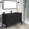 Modern Black Bathroom Vanity, 48 Inch, Free Standing