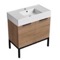 32 Inch Bathroom Vanity With Sink - Modern, Weathered Light Oak, Free Standing