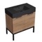 32 Inch Bathroom Vanity With Black Sink - Modern, Weathered Light Oak, Free Standing