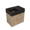 Fluted Floating Bathroom Vanity - 24 Inch, Small, Modern, Rustic Brown Oak, Gold Handles, Fluted Cabinet