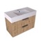 Fluted Floating Bathroom Vanity - 32 Inch, Modern, Rustic Brown Oak, Fluted Cabinet