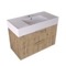 Fluted Floating Bathroom Vanity - 32 Inch, Modern, Rustic Brown Oak, Gold Handles, Fluted Cabinet