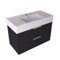 Fluted Floating Bathroom Vanity - 32 Inch, Modern, Matte Black, Gold Handles, Fluted Cabinet