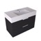 Fluted Floating Bathroom Vanity - 32 Inch, Modern, Matte Black, Chrome Handles, Fluted Cabinet