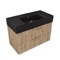 Fluted Floating Bathroom Vanity - 32 Inch, Modern, Rustic Brown Oak, Gold Handles, Fluted Cabinet