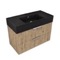 Fluted Floating Bathroom Vanity - 32 Inch, Modern, Rustic Brown Oak, Chrome Handles, Fluted Cabinet