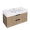Fluted Floating Bathroom Vanity - 40 Inch, Modern, Rustic Brown Oak, Fluted Cabinet