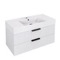 Fluted Floating Bathroom Vanity - 40 Inch, Modern, Glossy White, Fluted Cabinet