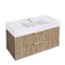 Fluted Floating Bathroom Vanity - 40 Inch, Modern, Rustic Brown Oak, Gold Handles, Fluted Cabinet