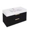 Fluted Floating Bathroom Vanity - 40 Inch, Modern, Matte Black, Gold Handles, Fluted Cabinet