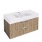 Fluted Floating Bathroom Vanity - 40 Inch, Modern, Rustic Brown Oak, Chrome Handles, Fluted Cabinet
