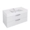 Fluted Floating Bathroom Vanity - 40 Inch, Modern, Glossy White, Chrome Handles, Fluted Cabinet