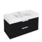 Fluted Floating Bathroom Vanity - 40 Inch, Modern, Matte Black, Chrome Handles, Fluted Cabinet
