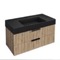 Fluted Floating Bathroom Vanity - 40 Inch, Modern, Rustic Brown Oak, Fluted Cabinet