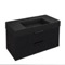 Fluted Black Floating Bathroom Vanity - 40 Inch, Modern, Matte Black, Fluted Cabinet