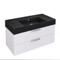 Fluted Floating Bathroom Vanity - 40 Inch, Modern, Glossy White, Gold Handles, Fluted Cabinet