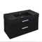 Fluted Black Floating Bathroom Vanity - 40 Inch, Modern, Matte Black, Gold Handles, Fluted Cabinet