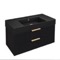 Fluted Black Floating Bathroom Vanity - 40 Inch, Modern, Matte Black, Chrome Handles, Fluted Cabinet