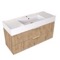 Fluted Floating Bathroom Vanity - 48 Inch, Modern, Rustic Brown Oak, Gold Handles, Fluted Cabinet