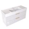 Fluted Floating Bathroom Vanity - 48 Inch, Modern, Glossy White, Gold Handles, Fluted Cabinet