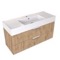 Fluted Floating Bathroom Vanity - 48 Inch, Modern, Rustic Brown Oak, Chrome Handles, Fluted Cabinet